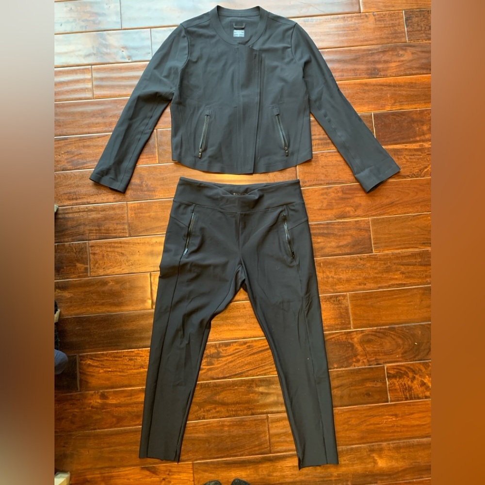 Athleta Black Stellar Jacket and Tight Set Large